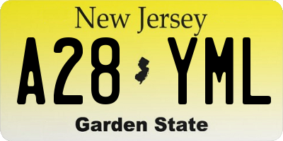 NJ license plate A28YML