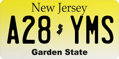 NJ license plate A28YMS