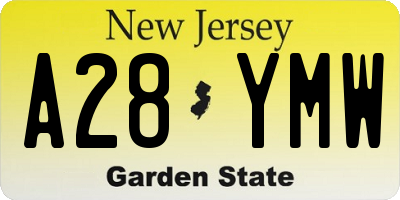 NJ license plate A28YMW