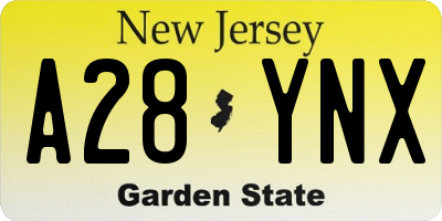 NJ license plate A28YNX