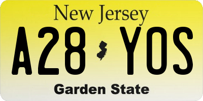 NJ license plate A28YOS