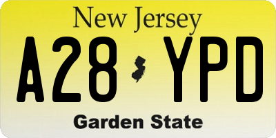 NJ license plate A28YPD