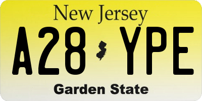 NJ license plate A28YPE