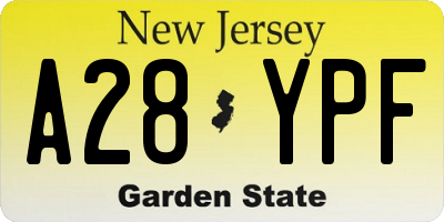 NJ license plate A28YPF