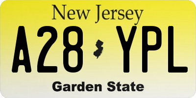 NJ license plate A28YPL