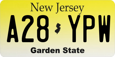 NJ license plate A28YPW