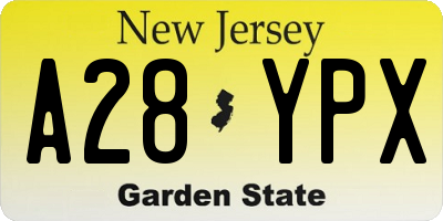 NJ license plate A28YPX