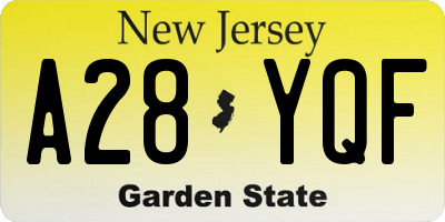 NJ license plate A28YQF