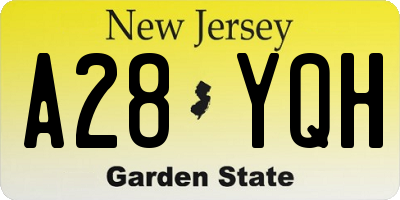NJ license plate A28YQH