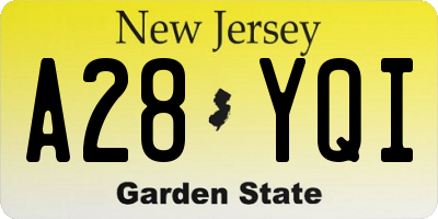 NJ license plate A28YQI