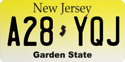 NJ license plate A28YQJ