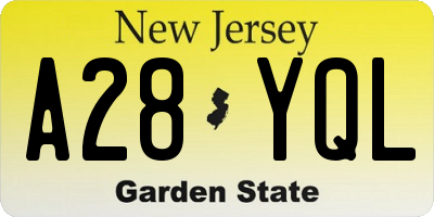 NJ license plate A28YQL