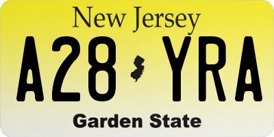 NJ license plate A28YRA
