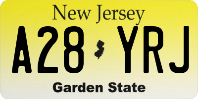 NJ license plate A28YRJ