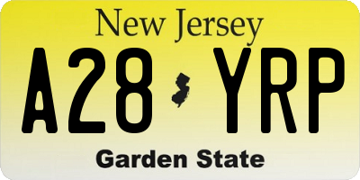 NJ license plate A28YRP