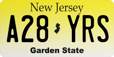 NJ license plate A28YRS