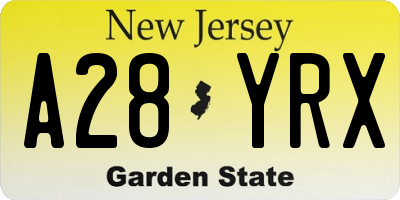 NJ license plate A28YRX