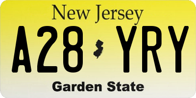 NJ license plate A28YRY