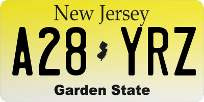 NJ license plate A28YRZ