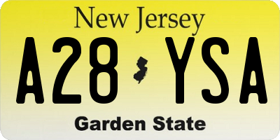 NJ license plate A28YSA