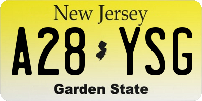 NJ license plate A28YSG