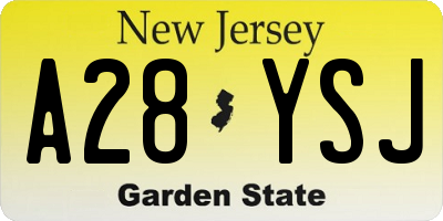 NJ license plate A28YSJ