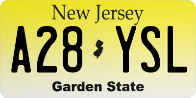 NJ license plate A28YSL
