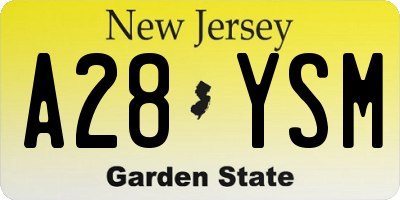 NJ license plate A28YSM