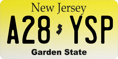 NJ license plate A28YSP