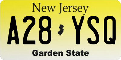 NJ license plate A28YSQ