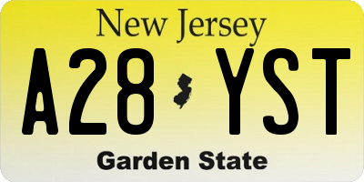 NJ license plate A28YST