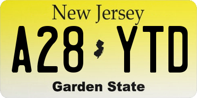 NJ license plate A28YTD