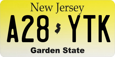 NJ license plate A28YTK