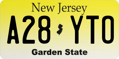 NJ license plate A28YTO
