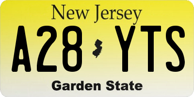 NJ license plate A28YTS