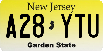 NJ license plate A28YTU