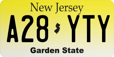 NJ license plate A28YTY