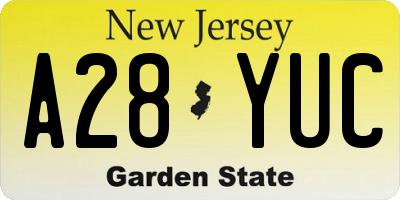 NJ license plate A28YUC