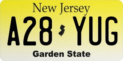 NJ license plate A28YUG