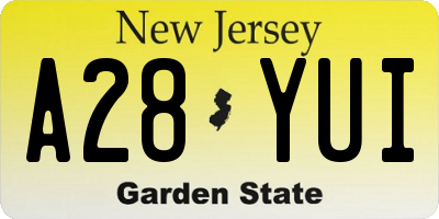 NJ license plate A28YUI