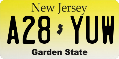 NJ license plate A28YUW