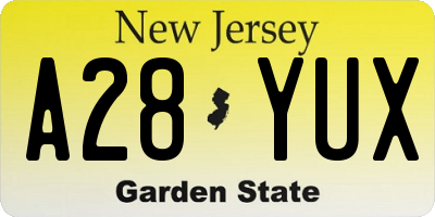 NJ license plate A28YUX