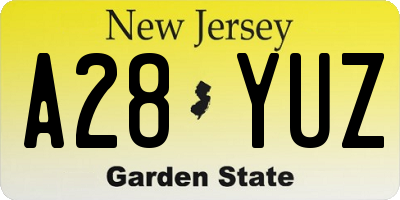 NJ license plate A28YUZ