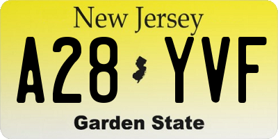 NJ license plate A28YVF