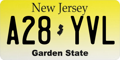 NJ license plate A28YVL