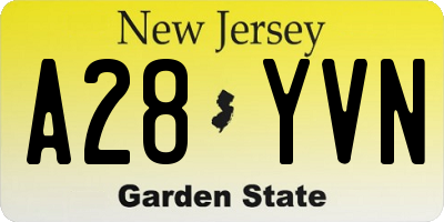 NJ license plate A28YVN