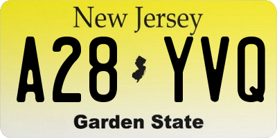 NJ license plate A28YVQ