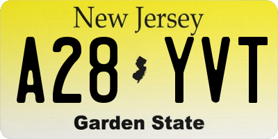 NJ license plate A28YVT
