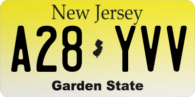NJ license plate A28YVV