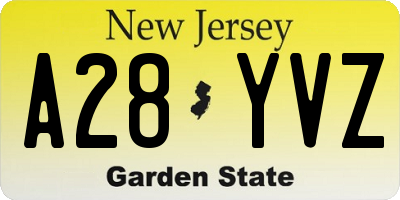 NJ license plate A28YVZ